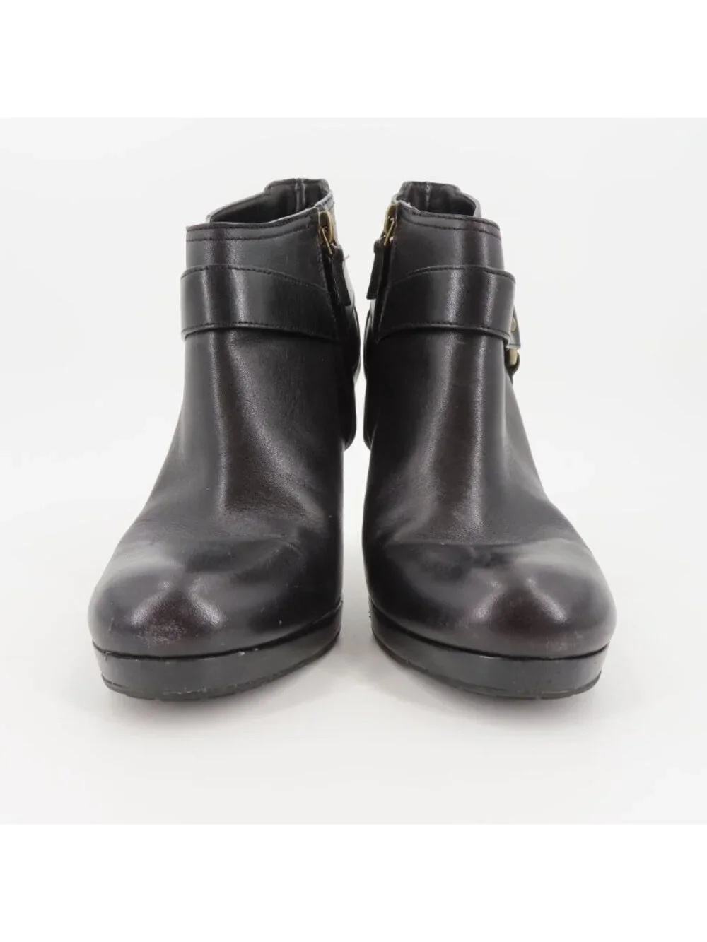 Cole Haan 6.5 B Women Kennedy Solid Black Leather Platform Ankle Boots Booties